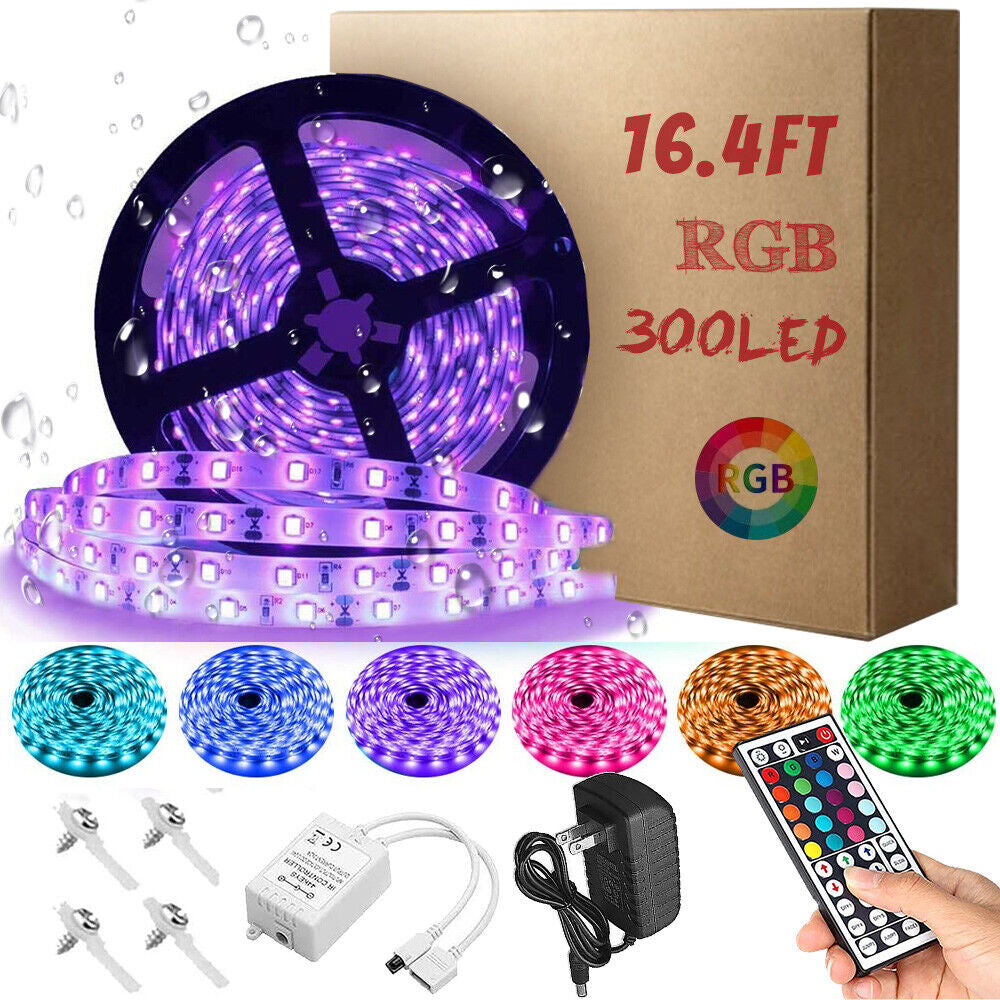 100FT Flexible 2835 RGB LED Strip Light Remote Fairy Light Room Party Waterproof