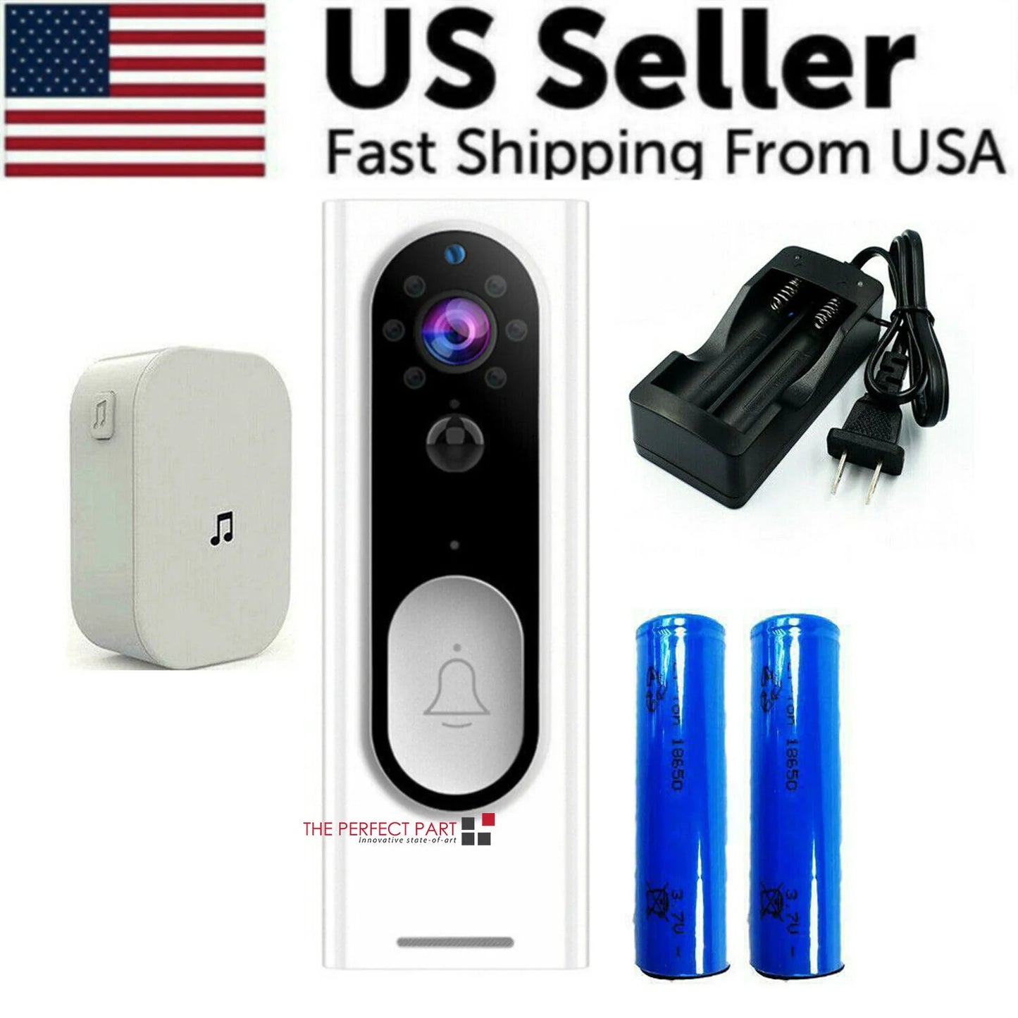 Wifi Ring Doorbell 1080P HD Security Camera Wireless Door Bell Camera with Chime