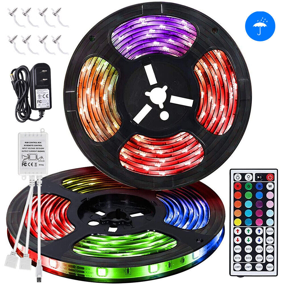 100FT Flexible 2835 RGB LED Strip Light Remote Fairy Light Room Party Waterproof