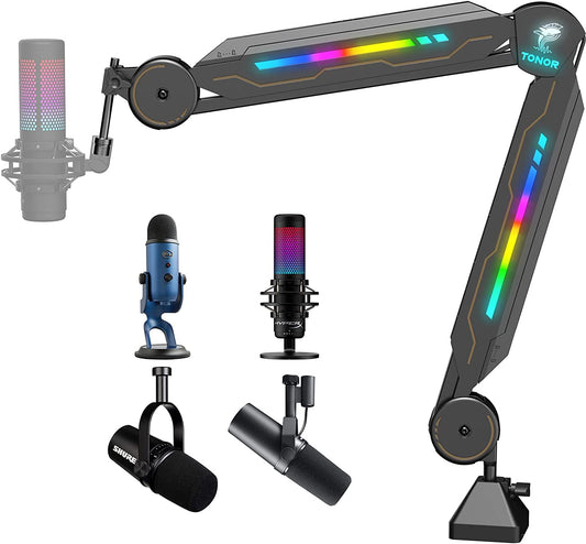 RGB Boom Arm, Adjustable Mic Stand with RGB Light for Hyperx Quadcast/B...