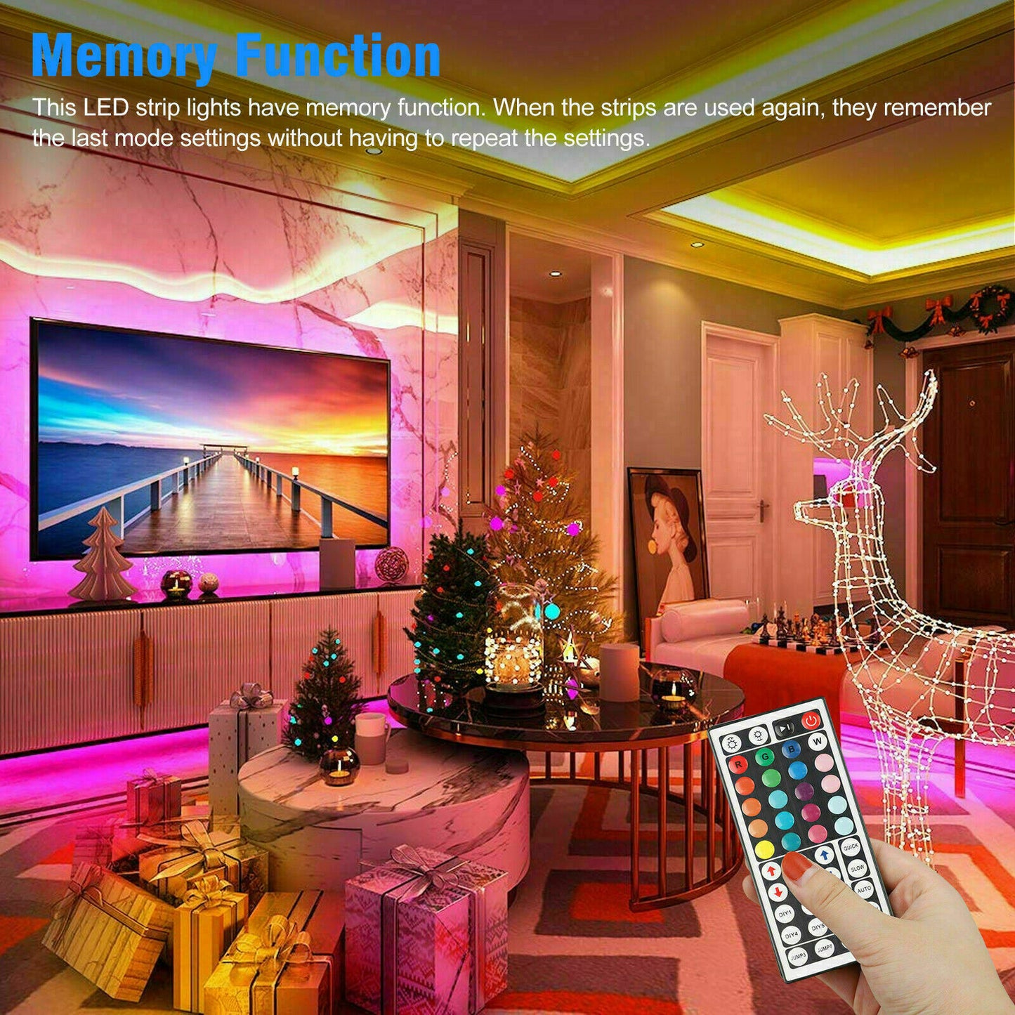 100FT Flexible 2835 RGB LED Strip Light Remote Fairy Light Room Party Waterproof