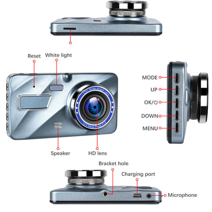 HD 1080P Car Dual Lens Dash Cam 4" DVR Recorder Front & Rear Camera Night Vision