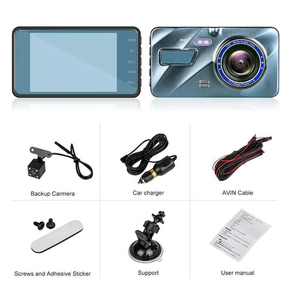 HD 1080P Car Dual Lens Dash Cam 4" DVR Recorder Front & Rear Camera Night Vision