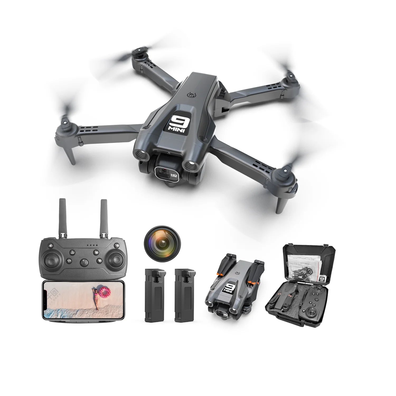 Drone with 4K Camera for Adults,  RC Quadcopter with High Speed Brushless Motor, Altitude Hold, Waypoint Fly, 2 Modular 1800Mah Batteries for 30 Mins Long Flight, Carrying Case, Black