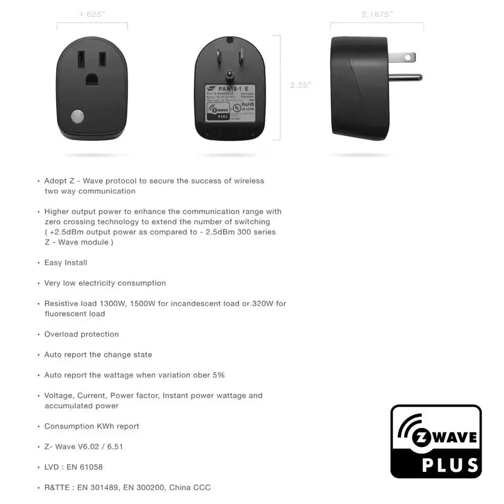 Z-Wave plus Smart Outlet Plug (Pack of 2)