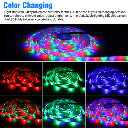 100FT Flexible 2835 RGB LED Strip Light Remote Fairy Light Room Party Waterproof