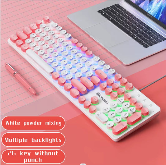 H300 Wired 104 Keys Membrane Keyboard Many Kinds of Colorful Lighting Gaming and Office for Windows and IOS System