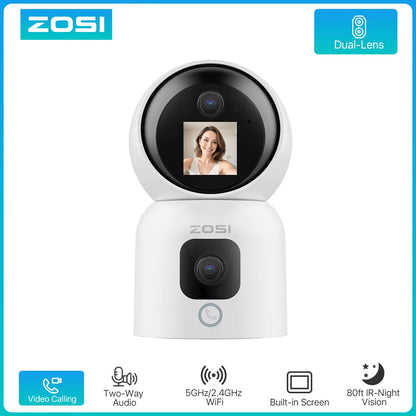 360° Smart Home Security Camera PTZ Auto Tracking Baby Monitor AI Panoramic HD Night Vision Indoor Wifi Surveillance Camera