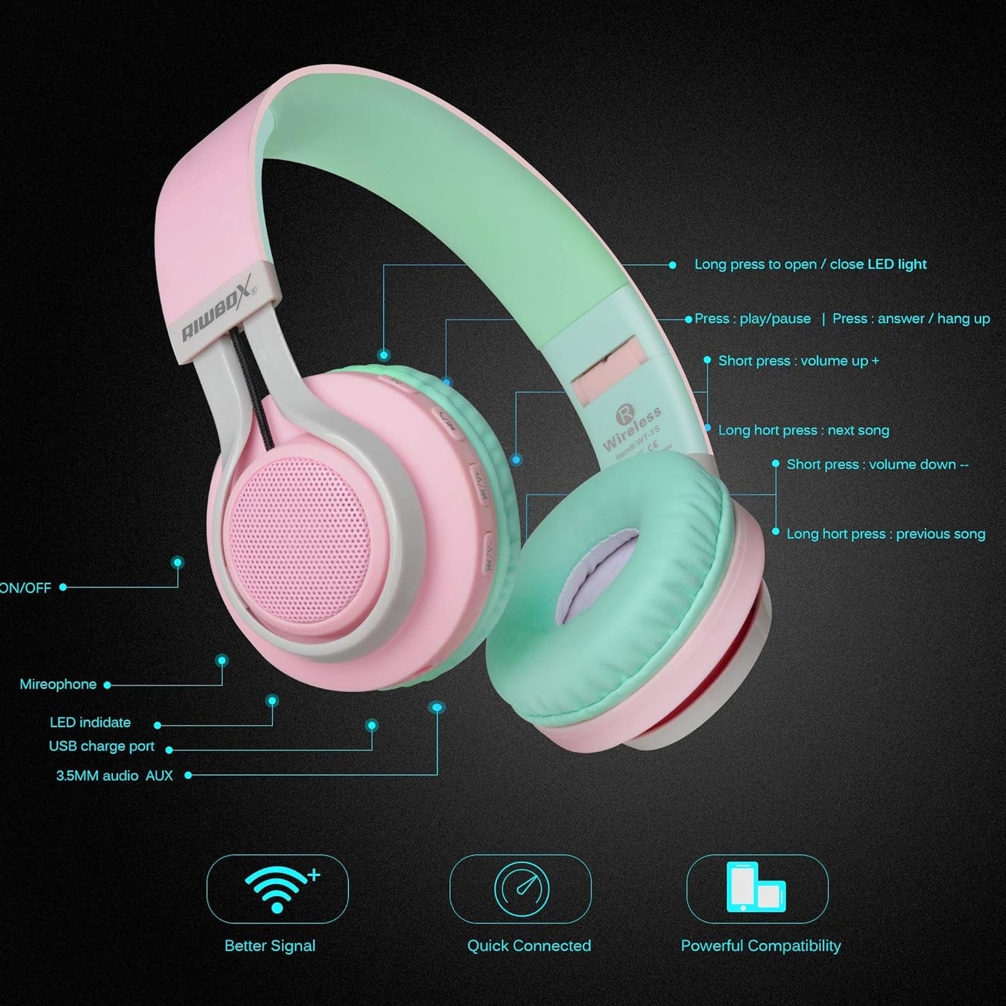 GlowTunes Wireless Headphones